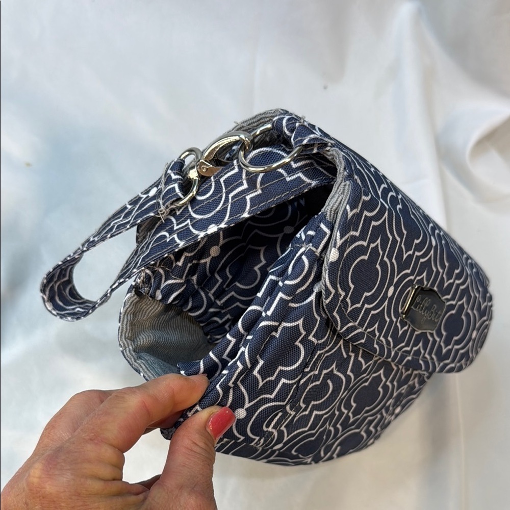 Lilly Bit by Demdaco Navy Blue Trellis Print Folding Diaper Clutch Shoulder Bag - Picture 10 of 16